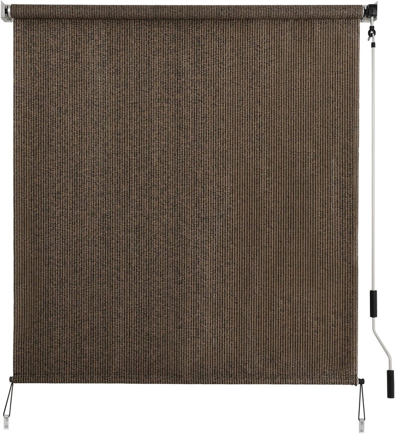 SMONTER Outdoor Sunshade Roller Shade 5'W x 6'H (60" Wx72 H), Exterior Cordless Roll Up Shades Blinds, UV Protection Shade Cloth with Crank Operation for Outside Windows Patio Porch Gazebo, Mocha - Image 1